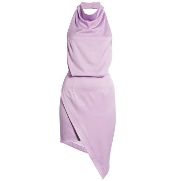 NWT ELLIATT 70s Lavender Halter Cowl Neck Open Back Asymmetric Draped Dress S - Picture 5 of 7